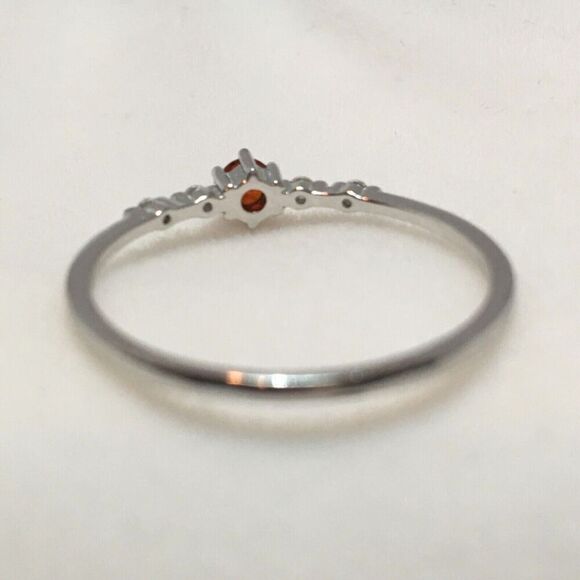 Sterling Silver Ring Size 7.75 925 Thin Band Red Cubic Zirconia CZ Dainty - Flaw - Picture 15 of 15